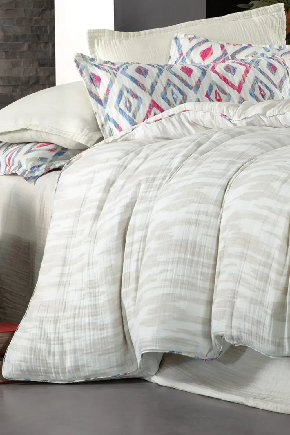 Sarev Mayorka Mavi Mood Comfort Çift Kişilik %100 Pamuk Müslin Yıkamalı