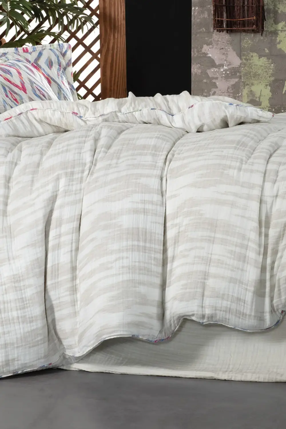 Sarev Mayorka Mavi Mood Comfort Çift Kişilik %100 Pamuk Müslin Yıkamalı