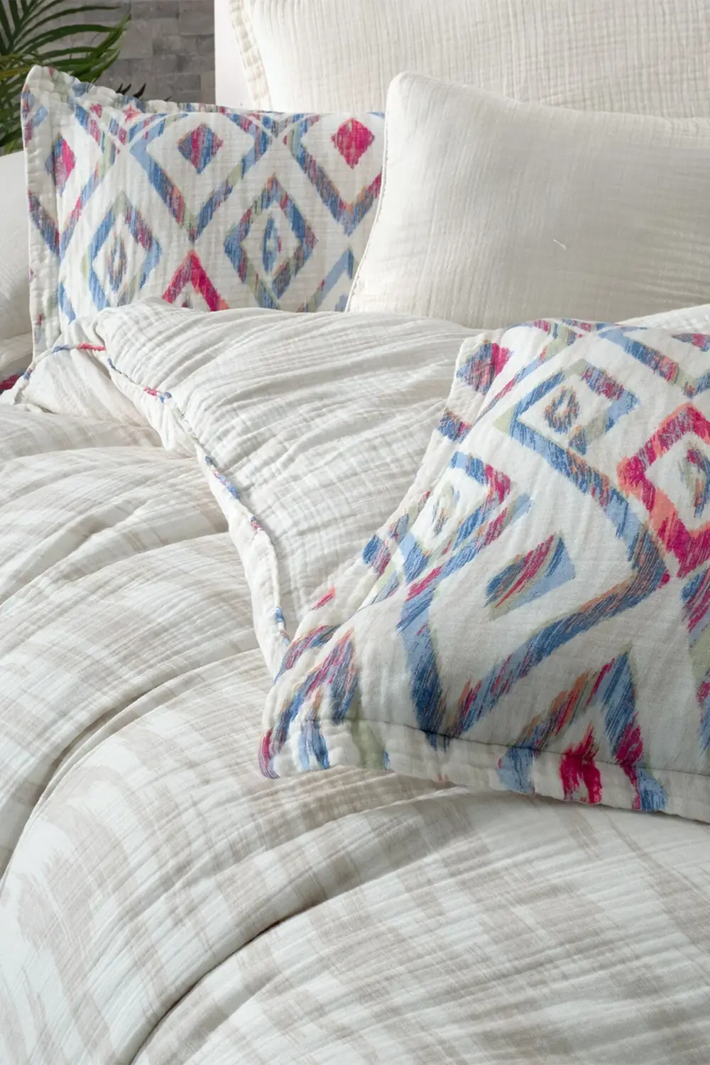 Sarev Mayorka Mavi Mood Comfort Çift Kişilik %100 Pamuk Müslin Yıkamalı