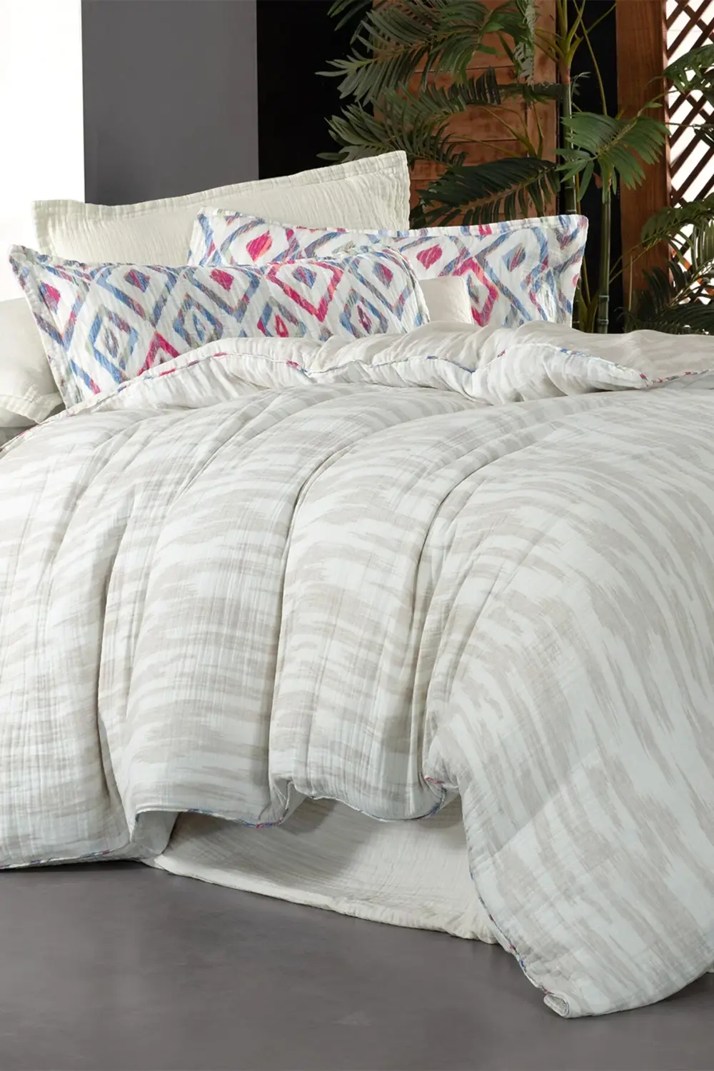 Sarev Mayorka Mavi Mood Comfort Çift Kişilik %100 Pamuk Müslin Yıkamalı