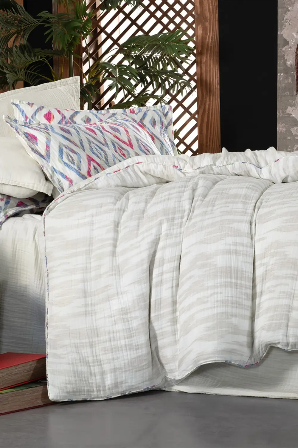 Sarev Mayorka Mavi Mood Comfort Çift Kişilik %100 Pamuk Müslin Yıkamalı