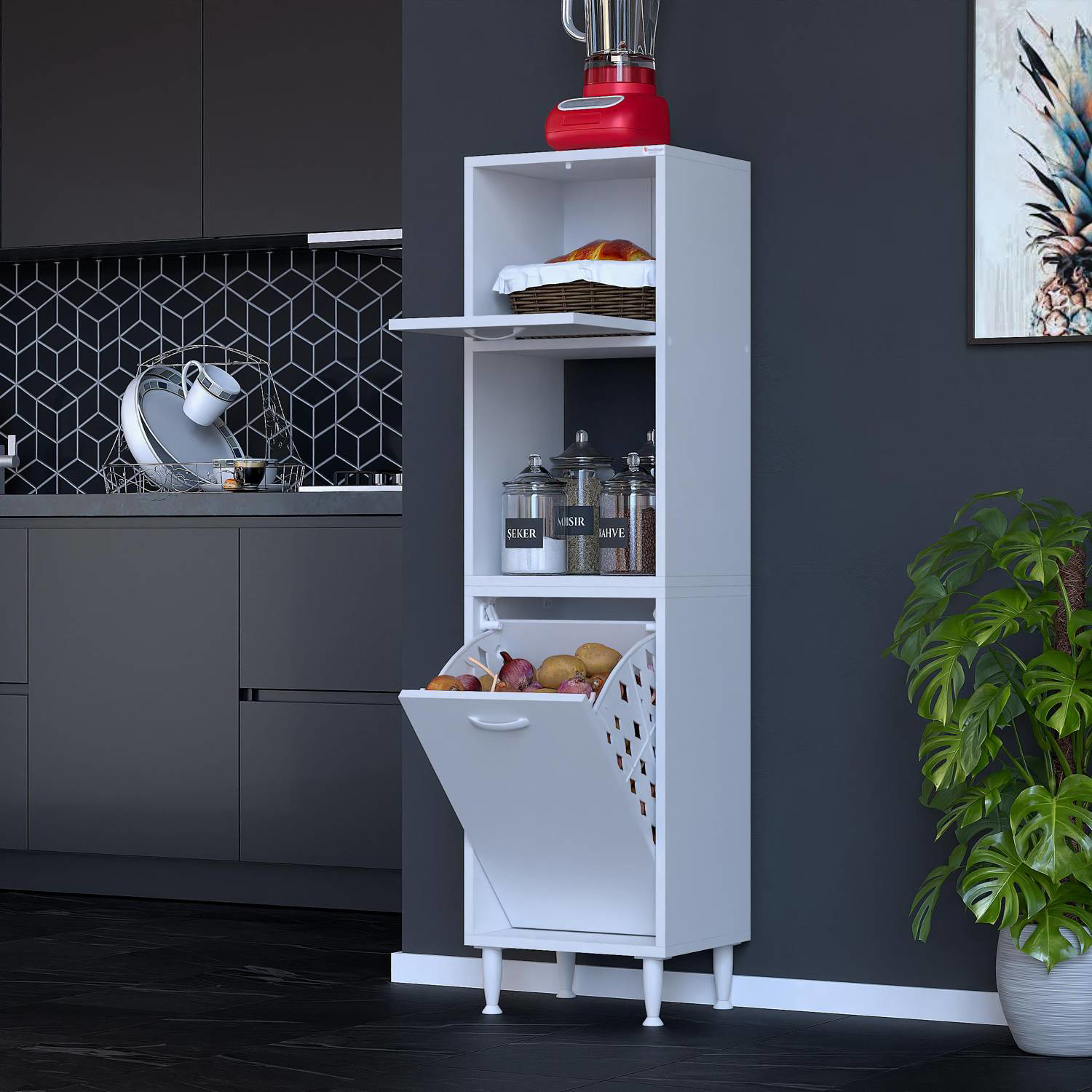Mayra 50 cm Çok Amaçlı Kiler Dolabı Mutfak Banyo Düzenleyici Tek  - Görsel 4