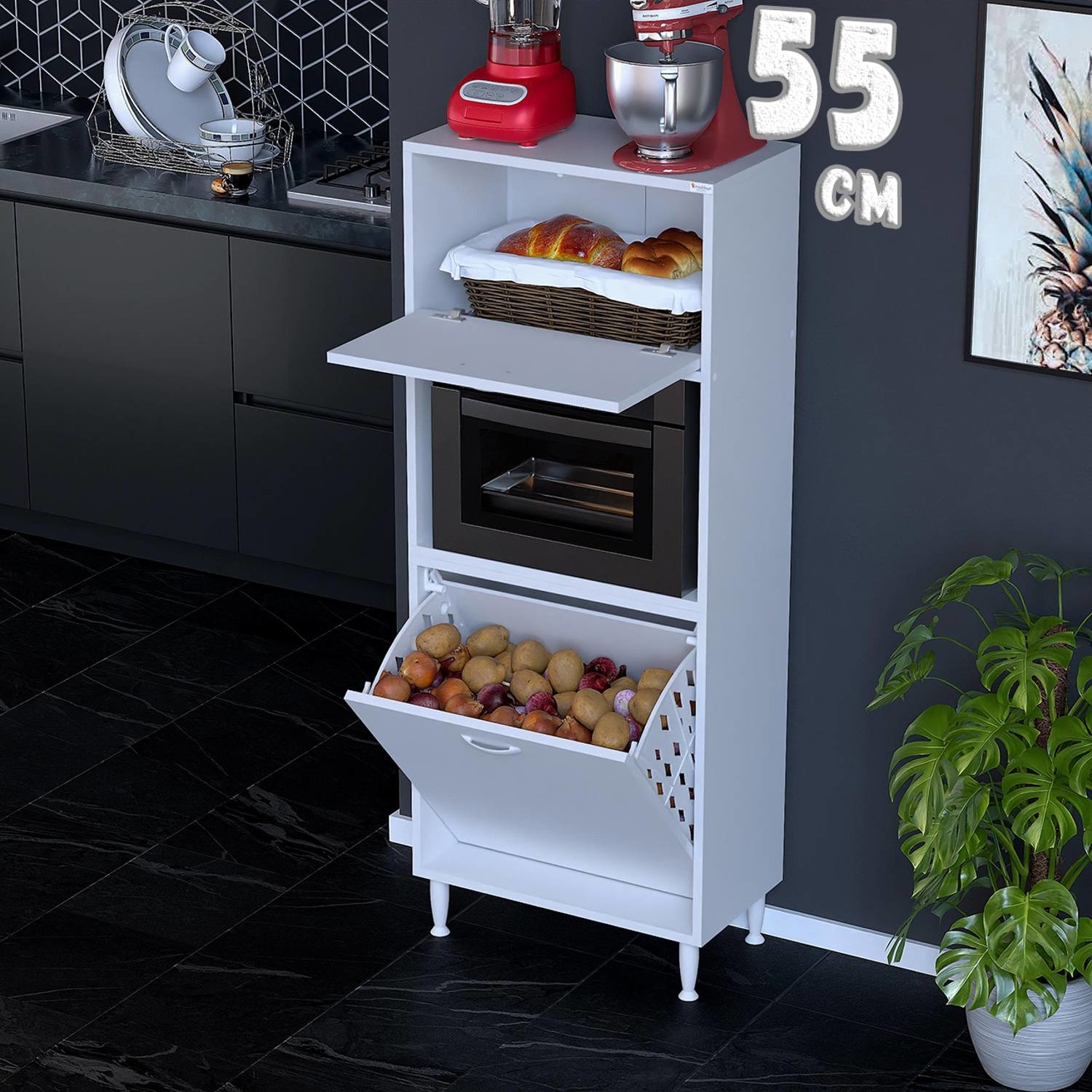 Mayra 55 cm Çok Amaçlı Kiler Dolabı Mutfak Banyo Düzenleyici Tek Mayra 55 cm Çok Amaçlı Kiler Dolabı Mutfak Banyo Düzenleyici Tek