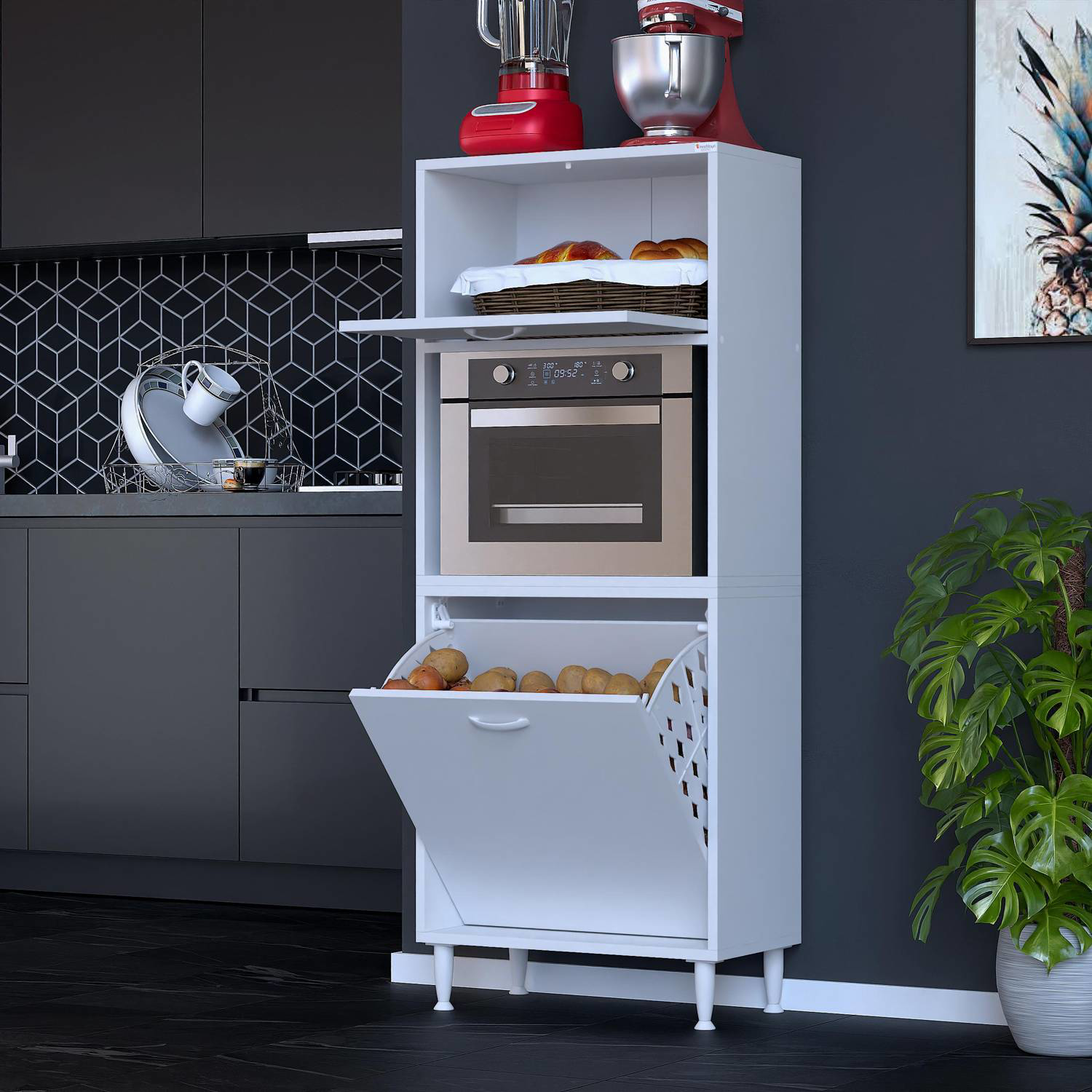 Mayra 65 cm Çok Amaçlı Kiler Dolabı Mutfak Banyo Düzenleyici Tek  - Görsel 4