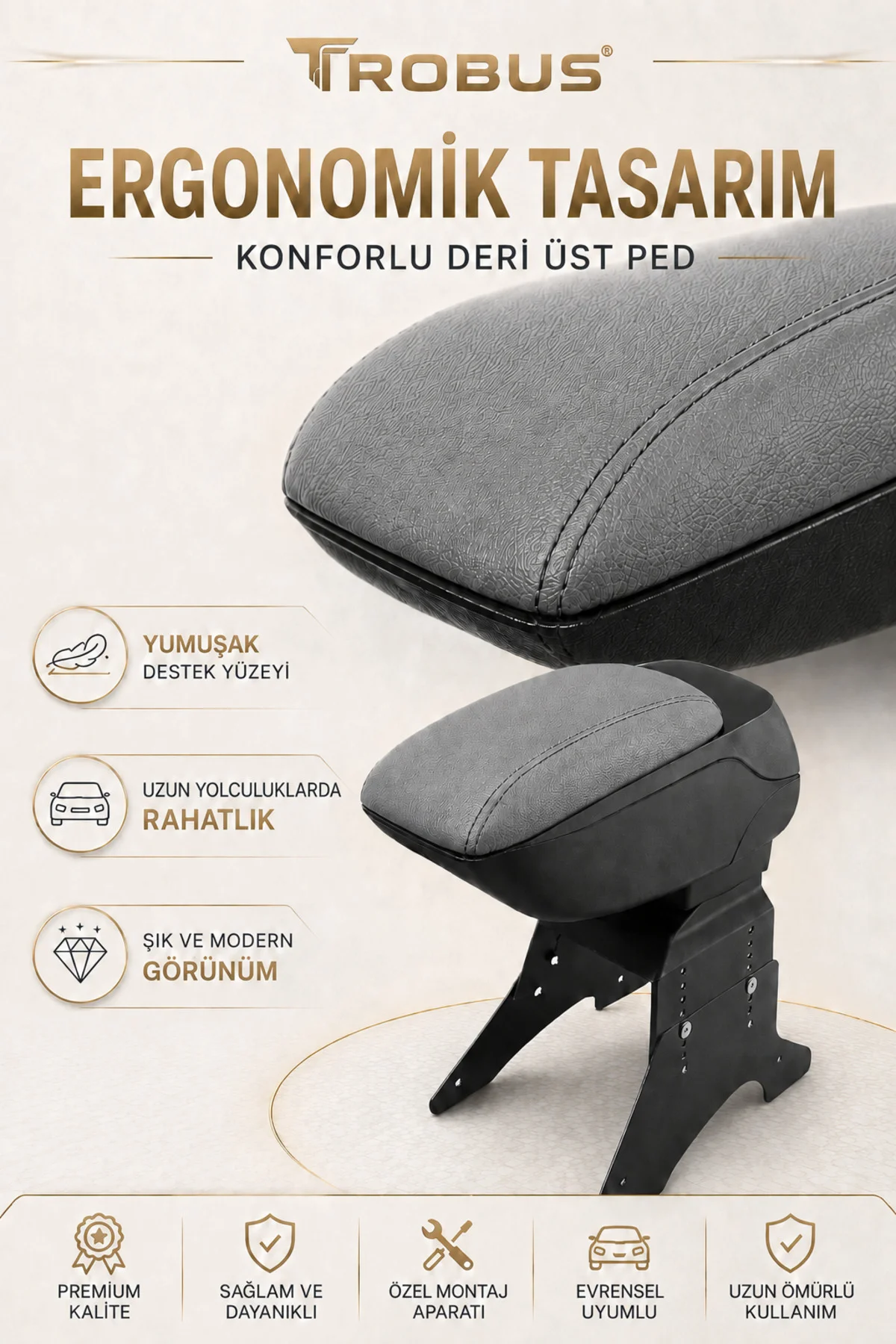 Mazda 2 2003-2014 Uyumlu Gri Ayaklı Sürgülü Kolçak Ayarlanabilir Yükseklikli Fiyatı, Yorumları ve Özellikleri