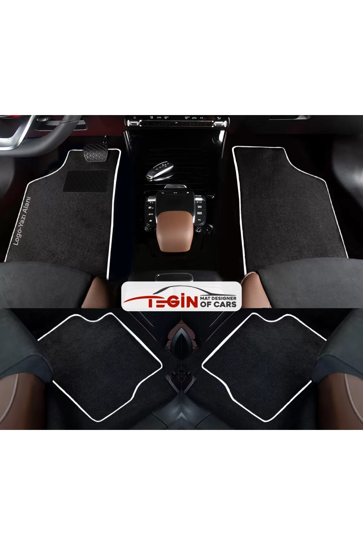 Mazda 3 2004-2009 Prime Siyah Halı Beyaz Kenar Halı Paspas