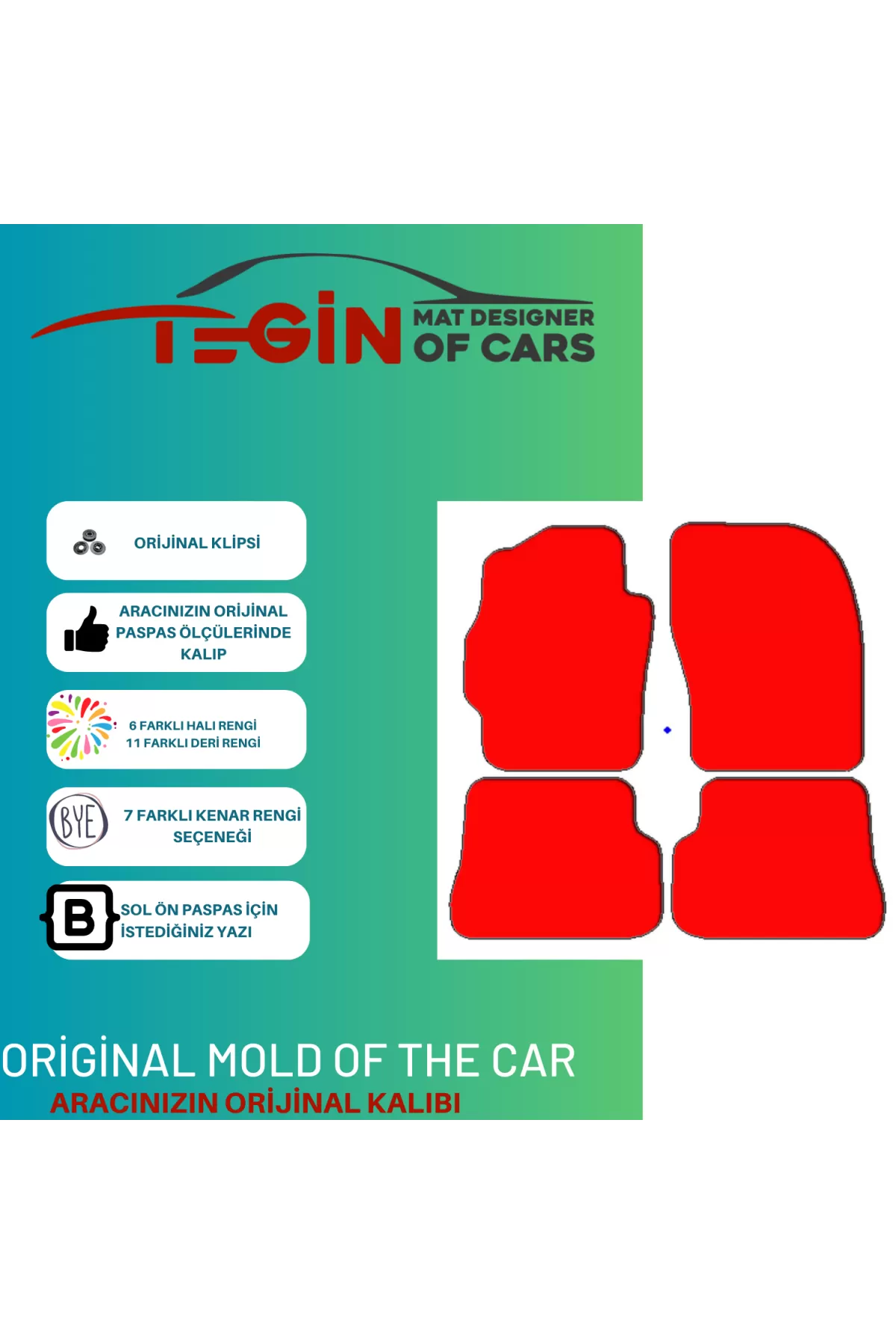 Mazda 3 2004-2009 Prime Siyah Halı Beyaz Kenar Halı Paspas