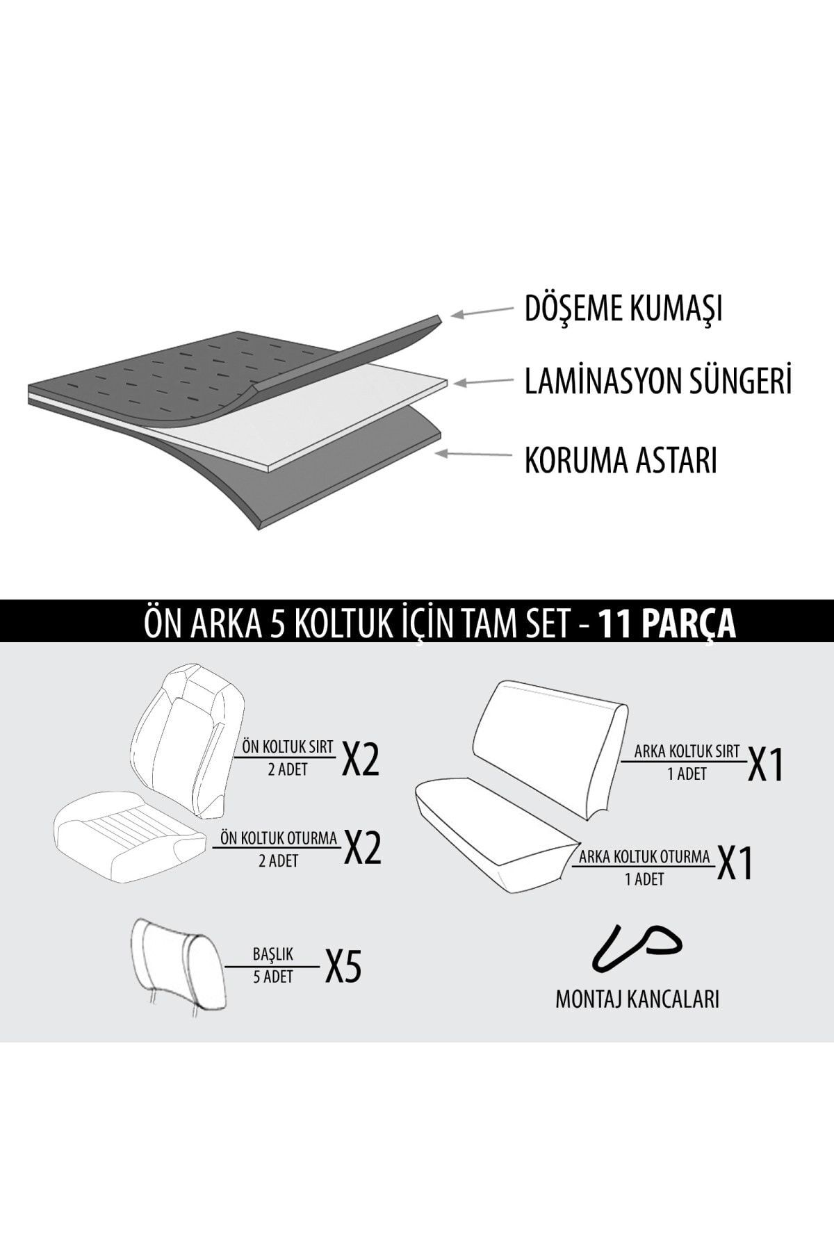 Mazda 3 2006-2012 Uyumlu Koltuk Kılıfı Shadow Serisi - Siyah