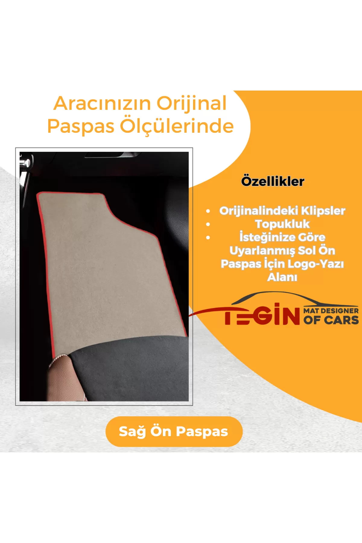 Mazda 323 Prime Bej Halı Kırmızı Kenar Halı Paspas