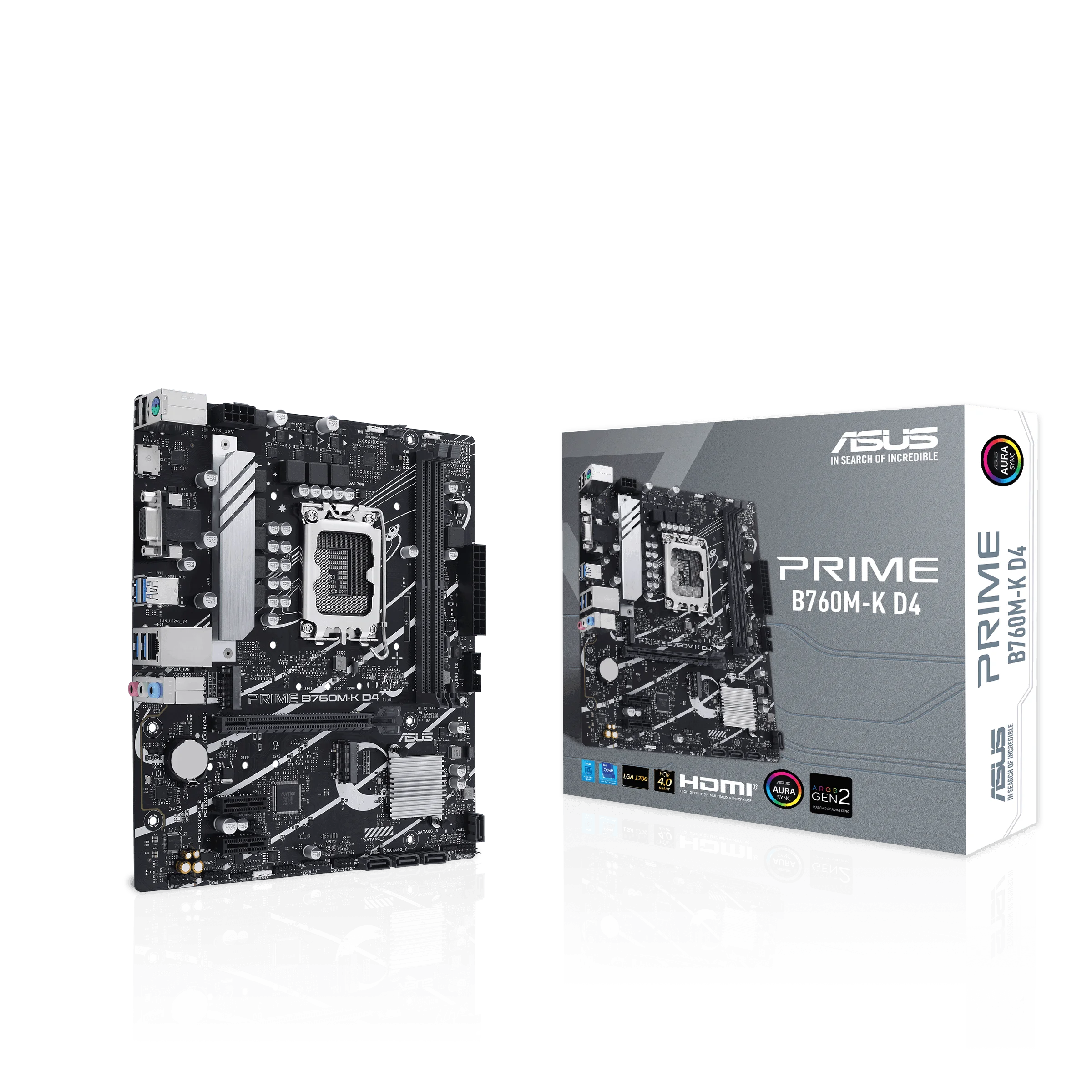 MB PRIME B760M-K D4 Intel B760 LGA1700 DDR4 5333 HDMI VGA 2x M2 USB3.2 AURA RGB 2.5Gbit LAN mATX  5X PROTECTION III, Armoury Crate, AI Suite 3 Fiyatı, Yorumları ve Özellikleri