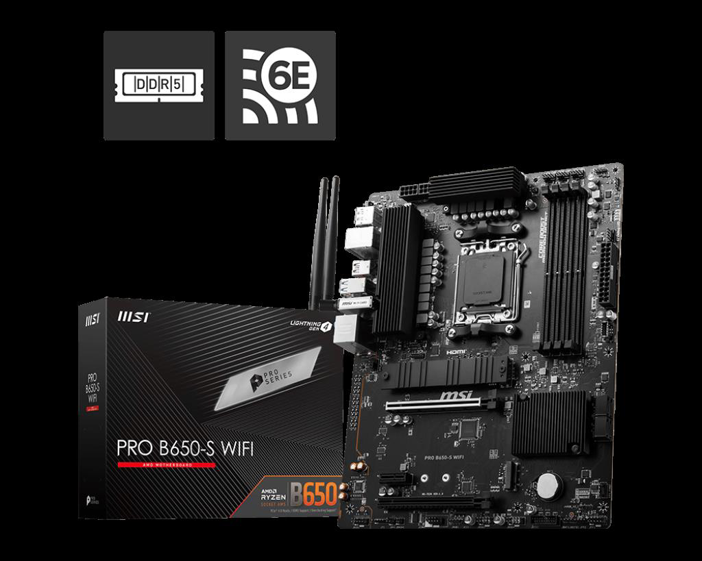 Msi Mb Pro B650-S Wifi Am5 Ddr5 7200Mhz(Oc) Hdmi Dp M.2 Usb3.2 2.5G L