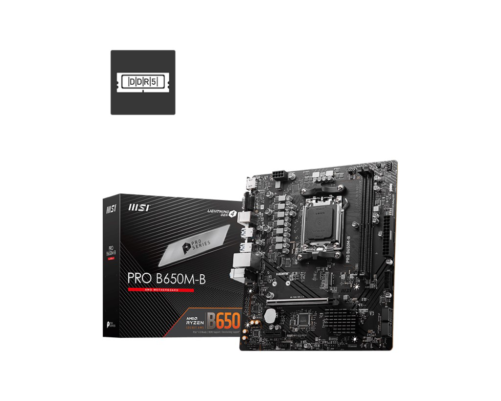 Msi Mb Pro B650m-B Am5 Ddr5 6800Mhz(Oc) Hdmi Vga M.2 Usb3.2 2.5G Lan
