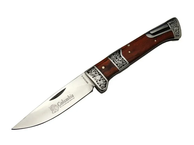 MB3936A Kahverengi  / Kamp Çakısı 20cm- Manuel, İşlemeli, Kemerlikli, Ahşap Sap