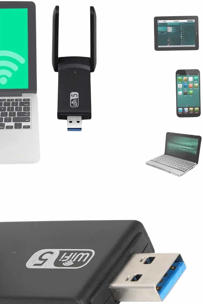 Mbps Wifi Alıcı Adaptörü - Çift Band Çift Antenli Kablosuz Wifi Kartı