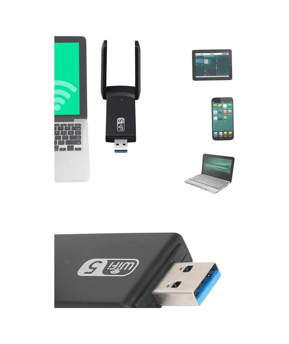 Mbps Wifi Alıcı Kablosuz Wifi Adaptörü Çift Band Çift Antenli