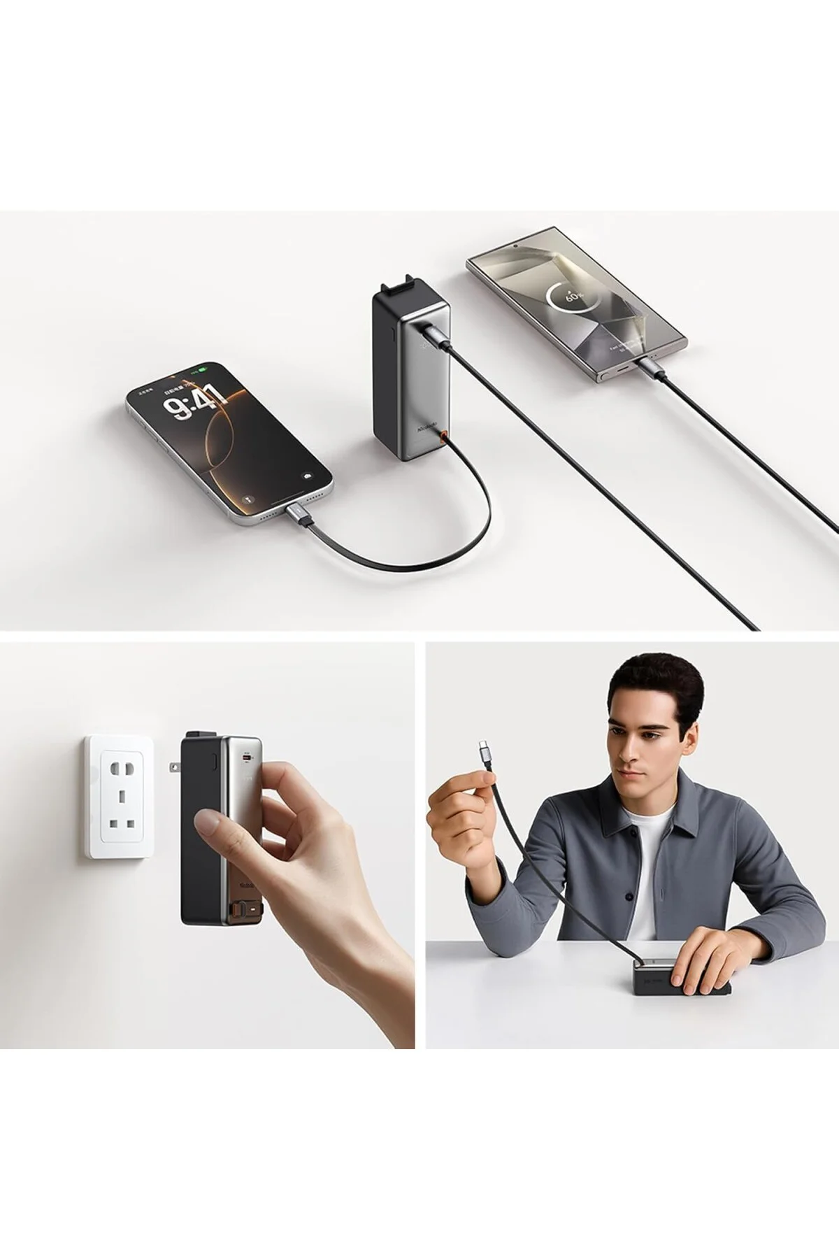 MC-3181 3 in 1 10000mAh 30W LED Ekranlı Powerbank ve Sarj Aleti (