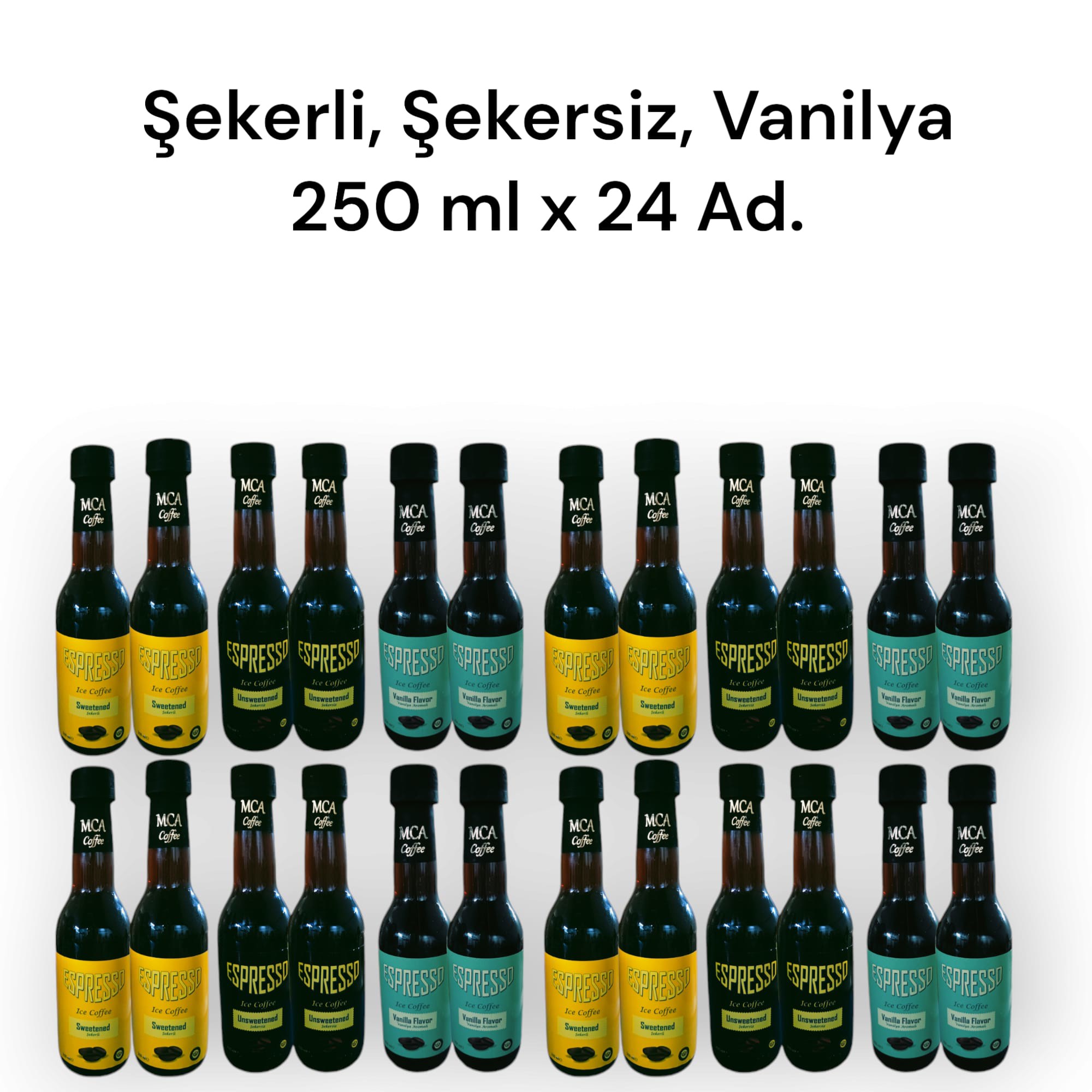 Mca Coffee Mca Espresso Soğuk Kahve (Şekersiz,Şekerli,Vanilya) Karişik Koli 24 Adet
