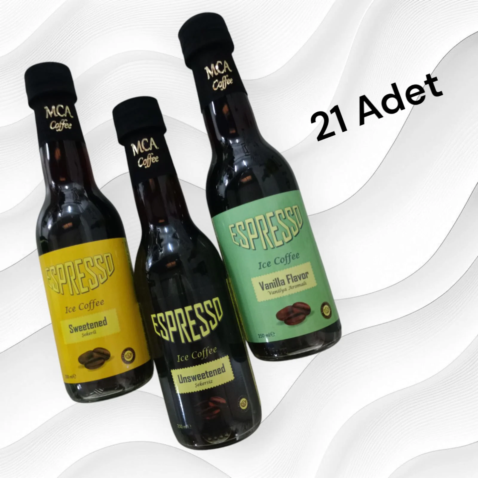 Mca Espresso Soğuk Kahve (Şekersiz,Şekerli,Vanilya) 250 ml x 21 a