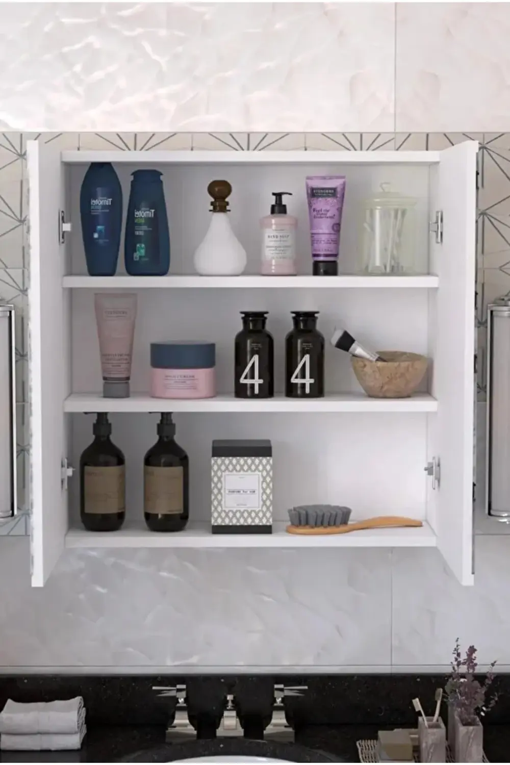 MDF 2 Kapaklı Aynalı Banyo Dolabı 70x70x15 cm – Çok Amaçlı, Yükse