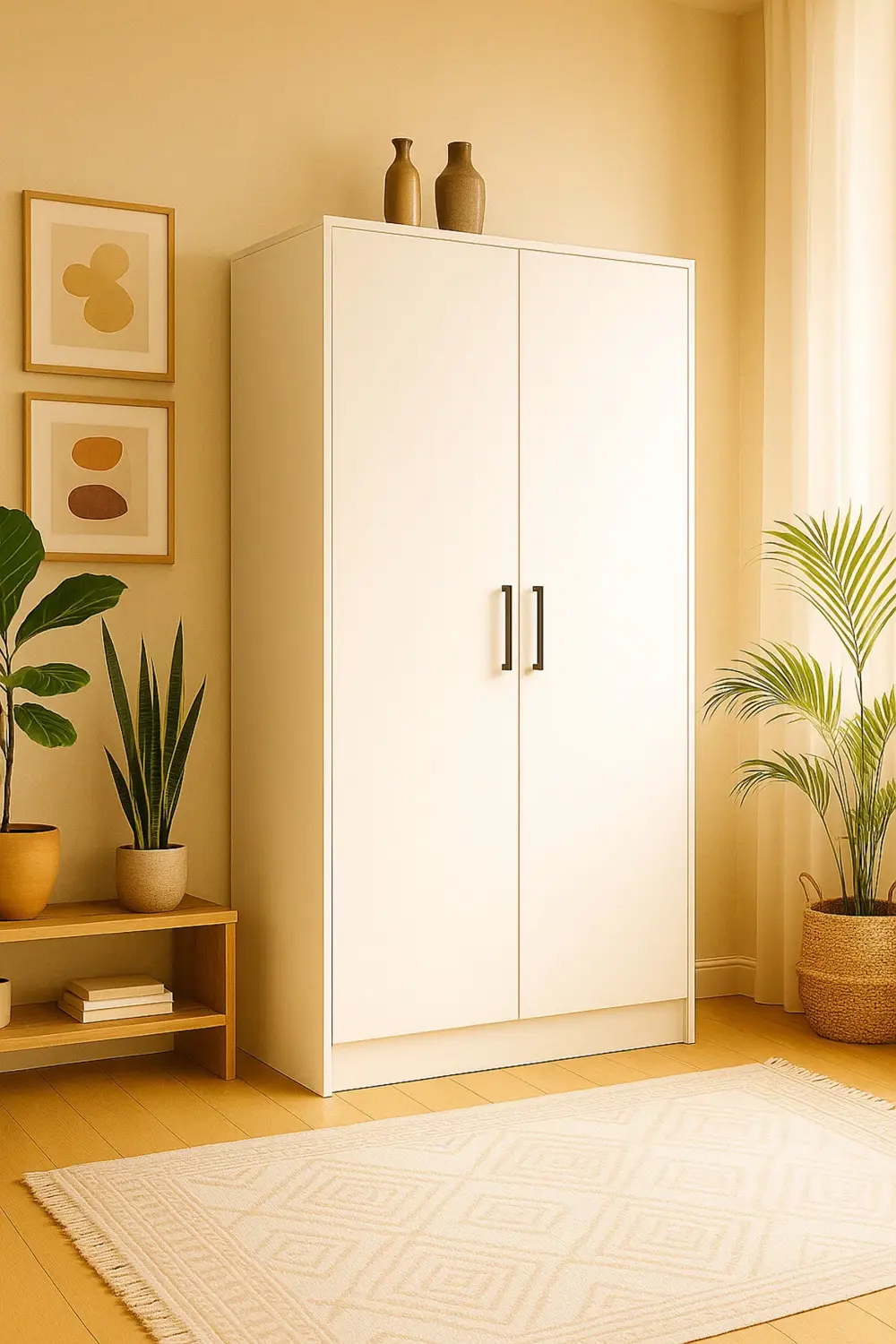 Tasarım Mdf 2 Kapaklı Yüklük Dolap | 180×90×50 Cm | Beyaz – Çok Amaçlı Ga