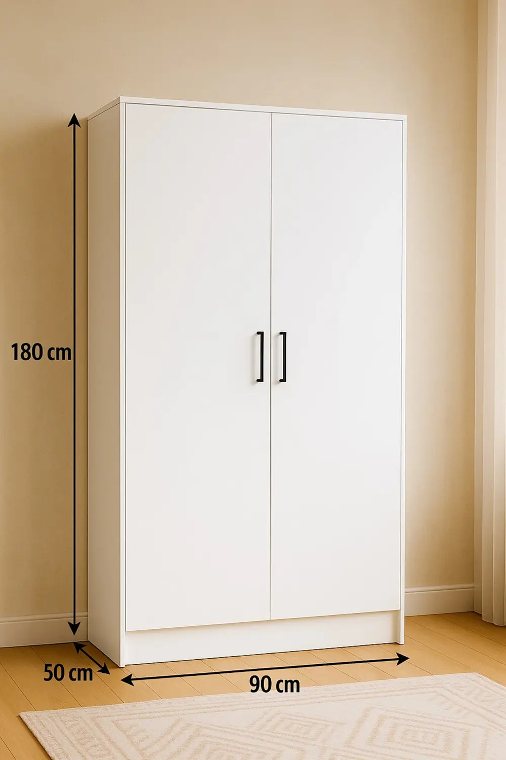 Tasarım Mdf 2 Kapaklı Yüklük Dolap | 180×90×50 Cm | Beyaz – Çok Amaçlı Ga