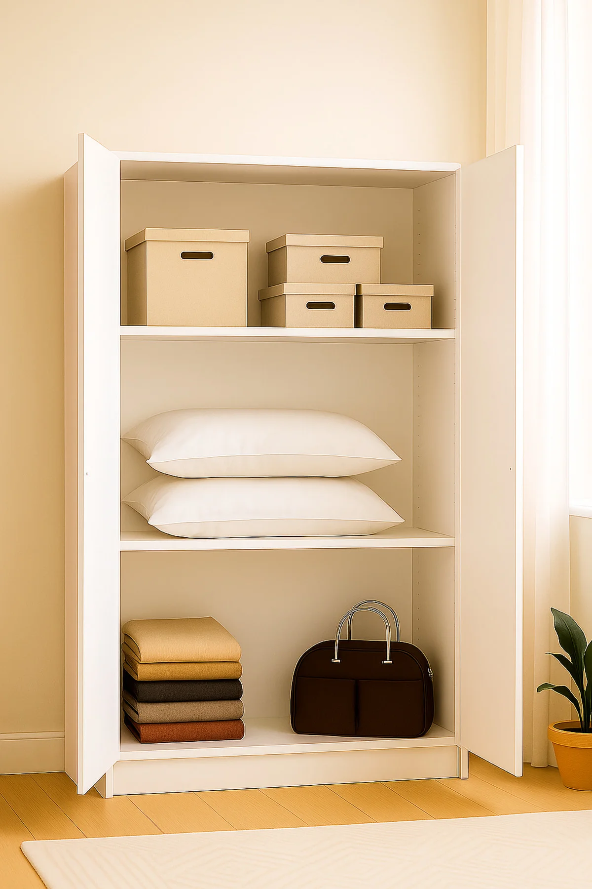 Mdf 2 Kapaklı Yüklük Dolap | 180×90×50 Cm | Beyaz – Çok Amaçlı Gardrop