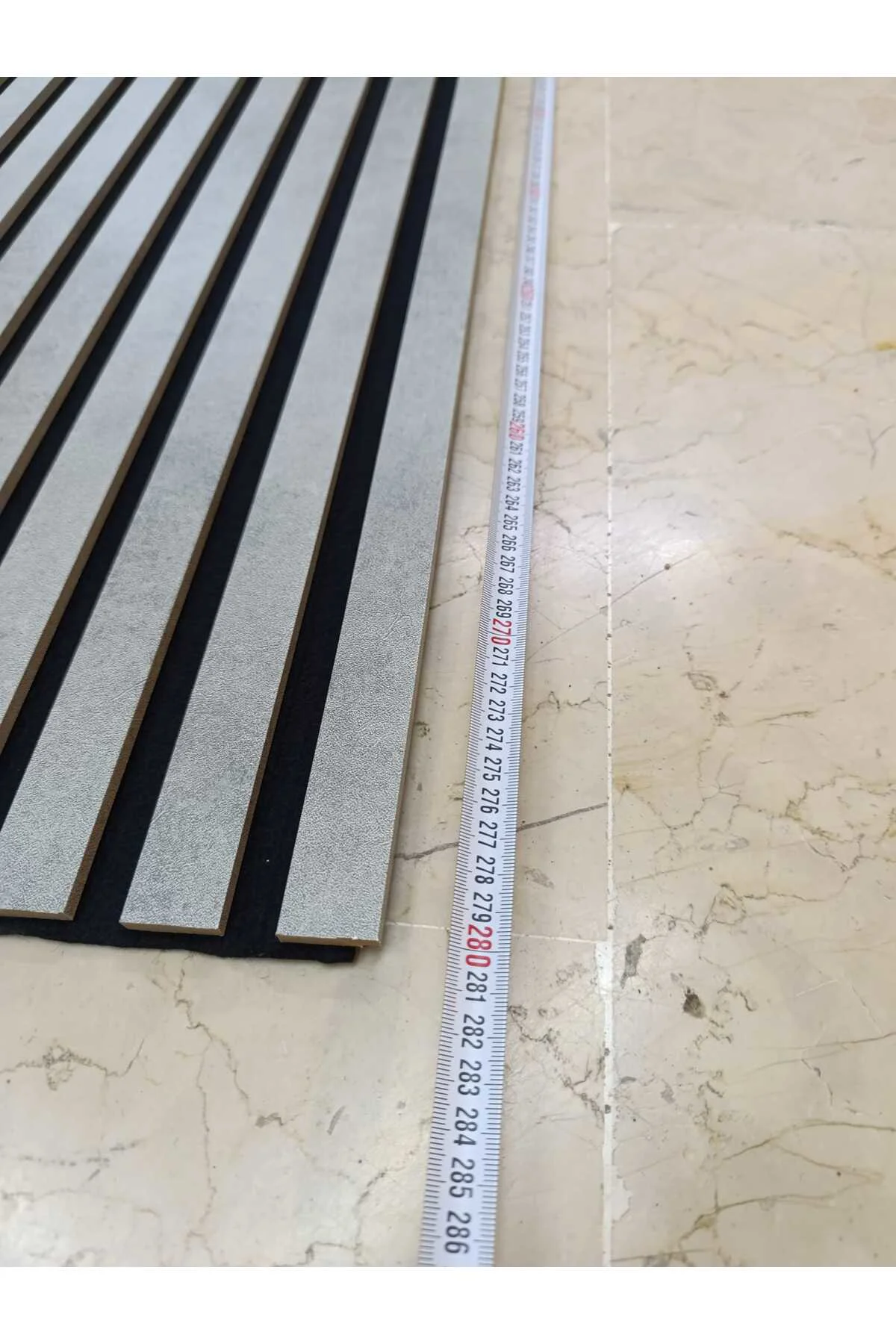 Mdf Ahşap Akustik Duvar Paneli 60x280 cm -Açık Taş Gri rengi