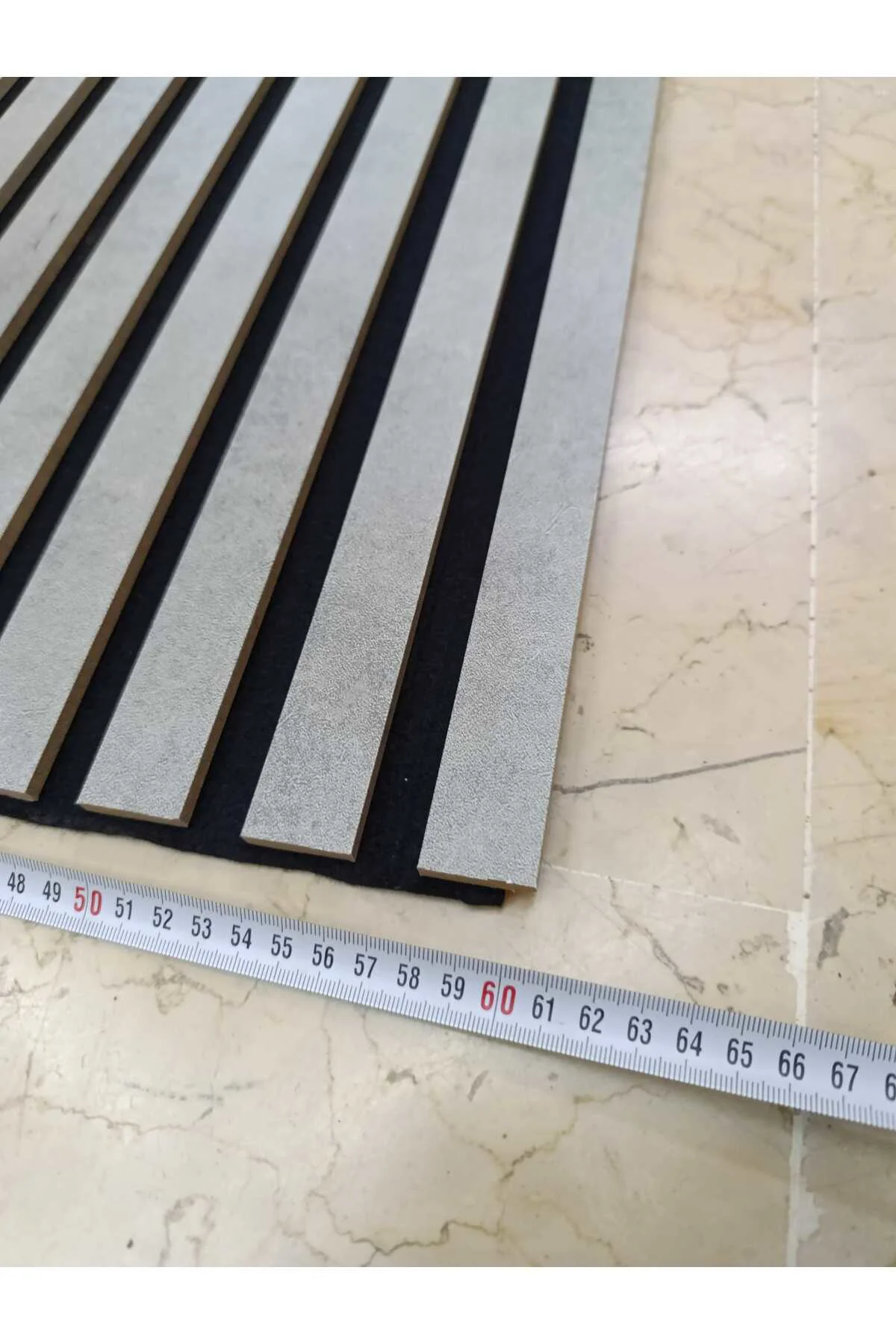 Mdf Ahşap Akustik Duvar Paneli 60x280 cm -Açık Taş Gri rengi