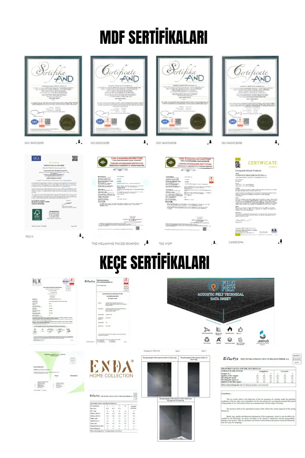 MDF Akustik Duvar Paneli 60×278 cm – 11 mm Kalınlık, Gerçek Keçel