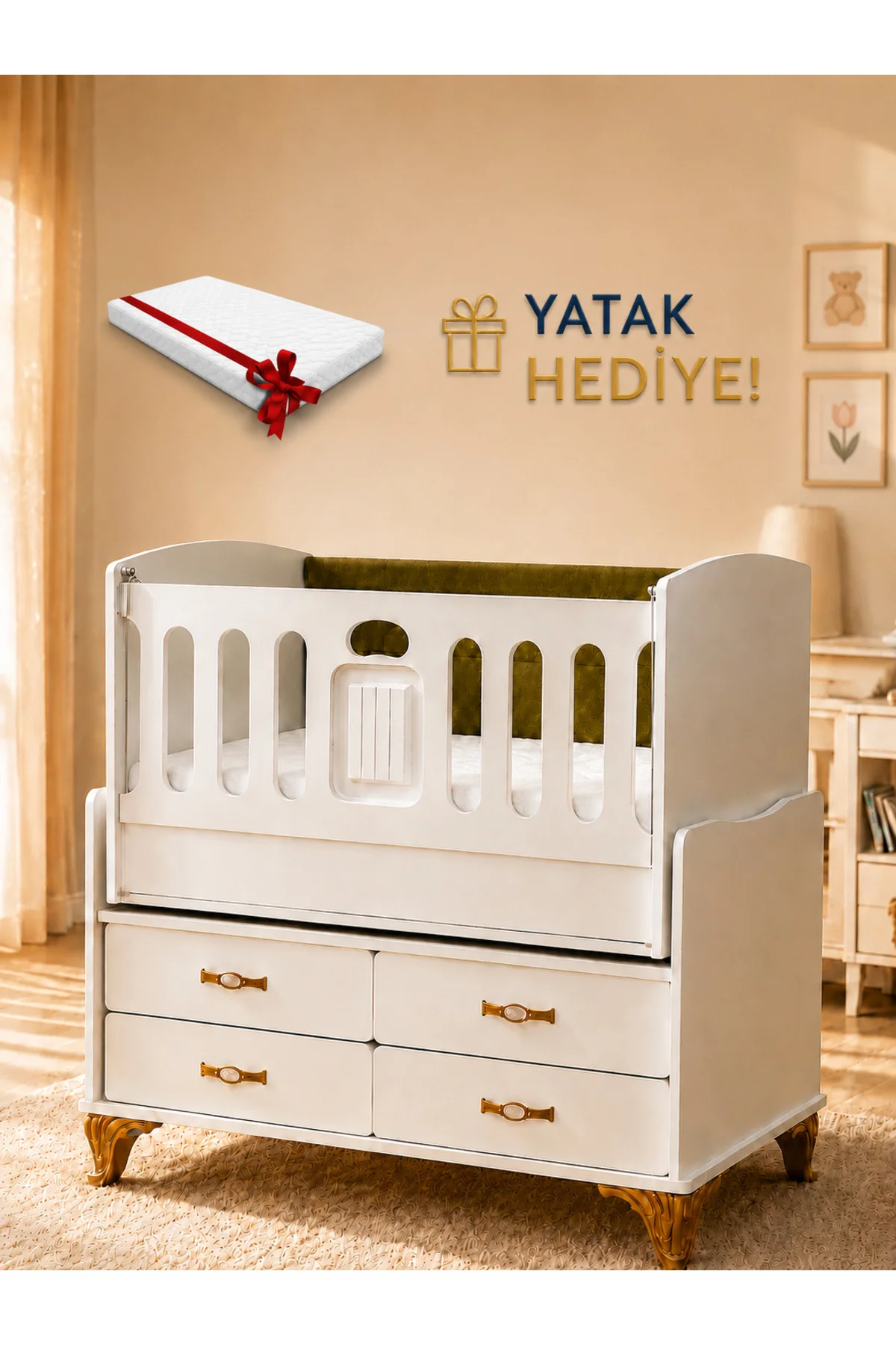 MDF Asansörlü,Sallanır,Çekmeceli,anne yanı olabilen beşik Fiyatı, Yorumları ve Özellikleri