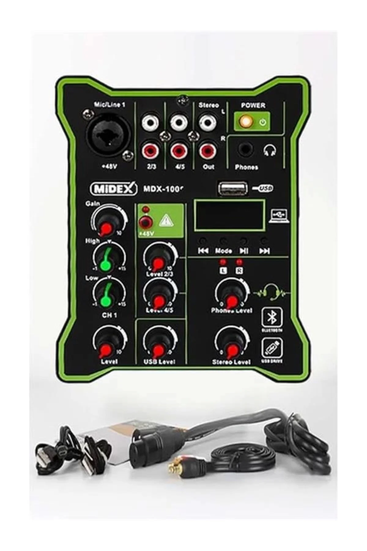 MDX-100 Stüdyo Kayıt İçin Ses Kartlı Mixer +48V Phantom Power ile