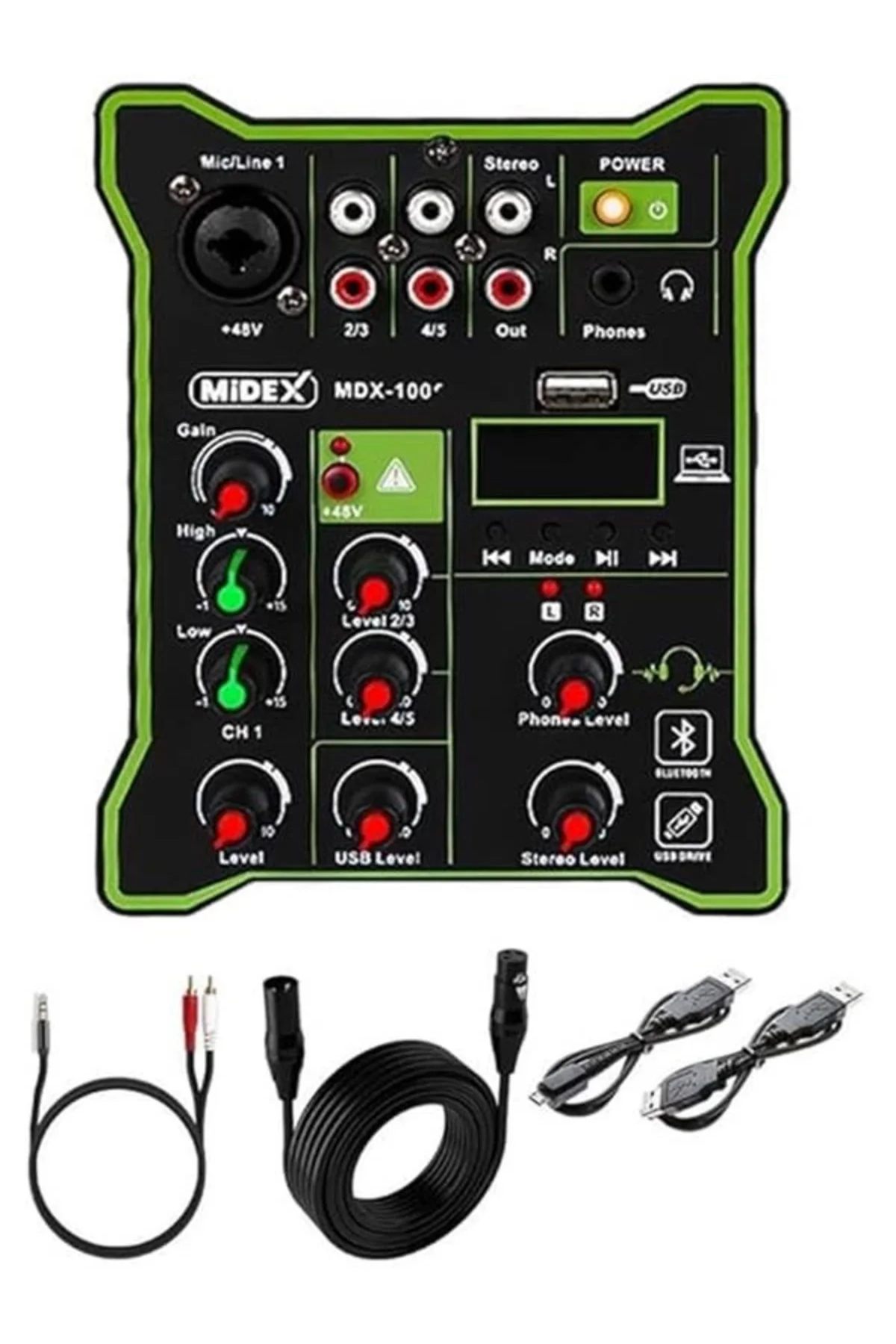 MDX-100 Stüdyo Kayıt İçin Ses Kartlı Mixer +48V Phantom Power ile