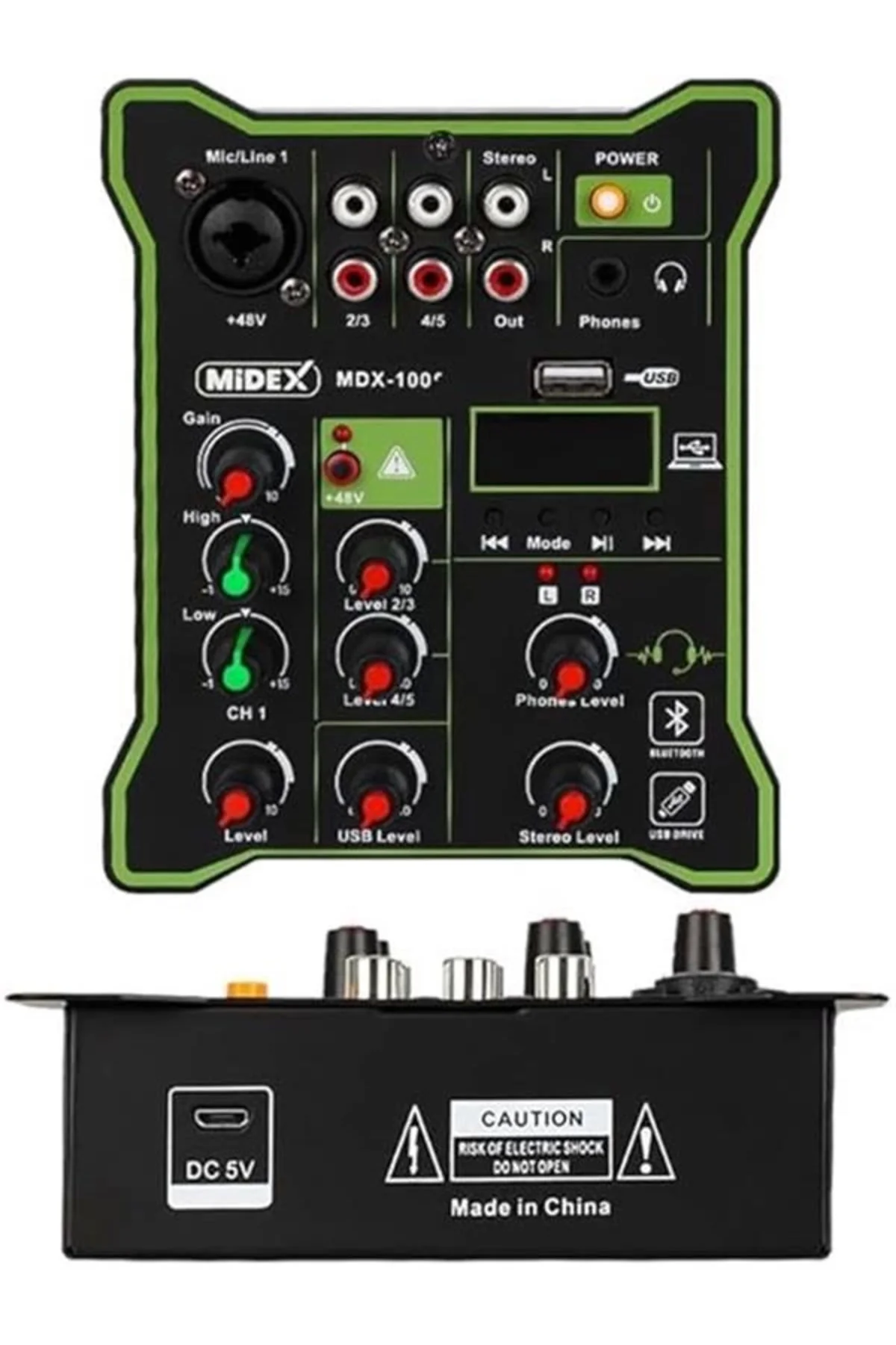 MDX-100 Stüdyo Kayıt İçin Ses Kartlı Mixer +48V Phantom Power ile