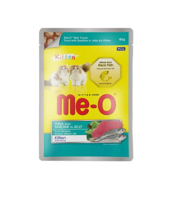 Me-O Pauch Jöle İçinde Kitten Ton Balıklı Sardalyalı Kedi Konserv