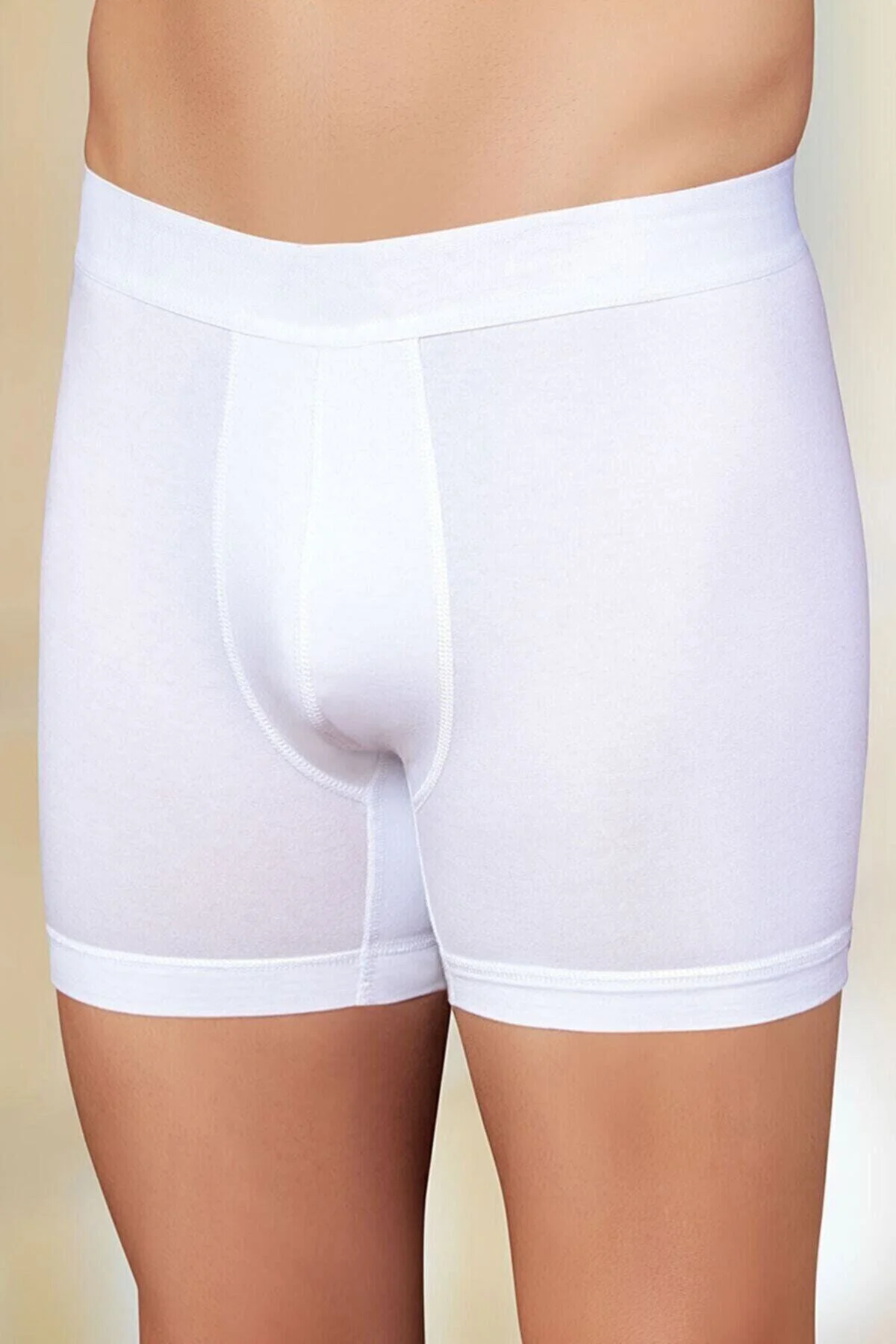 Me031 Beyaz Erkek 4 Adet Likralı Boxer