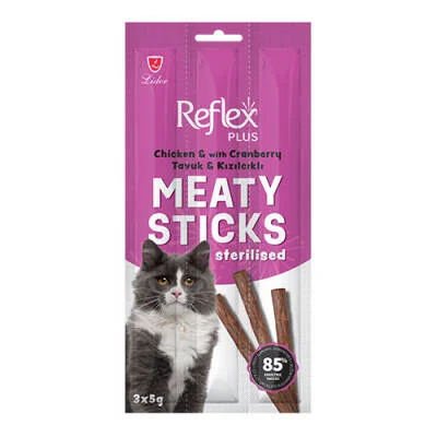 Meaty Sticks Tavuklu ve Kızılcıklı Tahılsız Kısırlaştırılmış Kedi Ödül Çubuğu 3x5 Gr Fiyatı, Yorumları ve Özellikleri