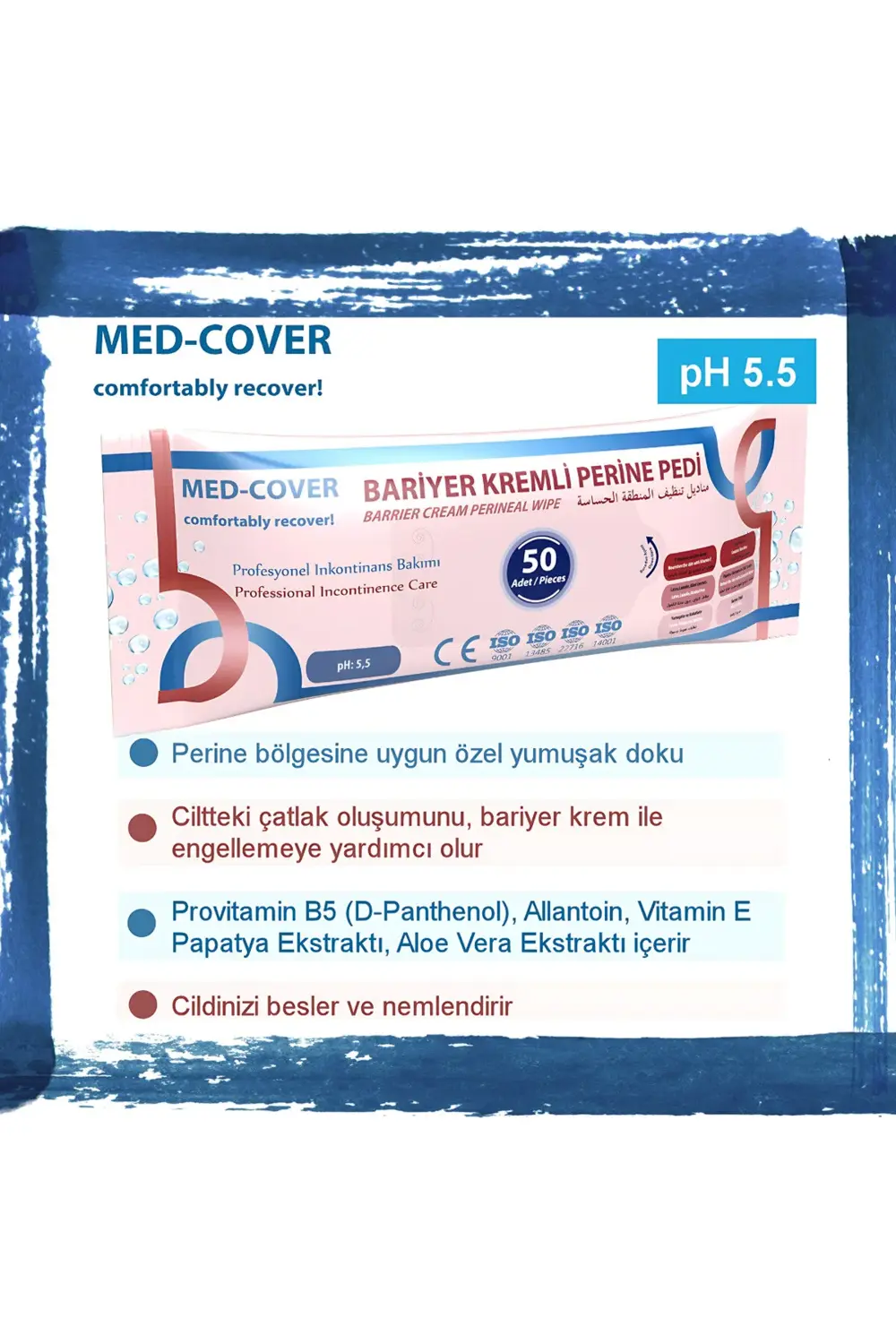 Med-cover Alkolsüz Bariyer Kremli Hasta Perine Ve Vücut Temizleme