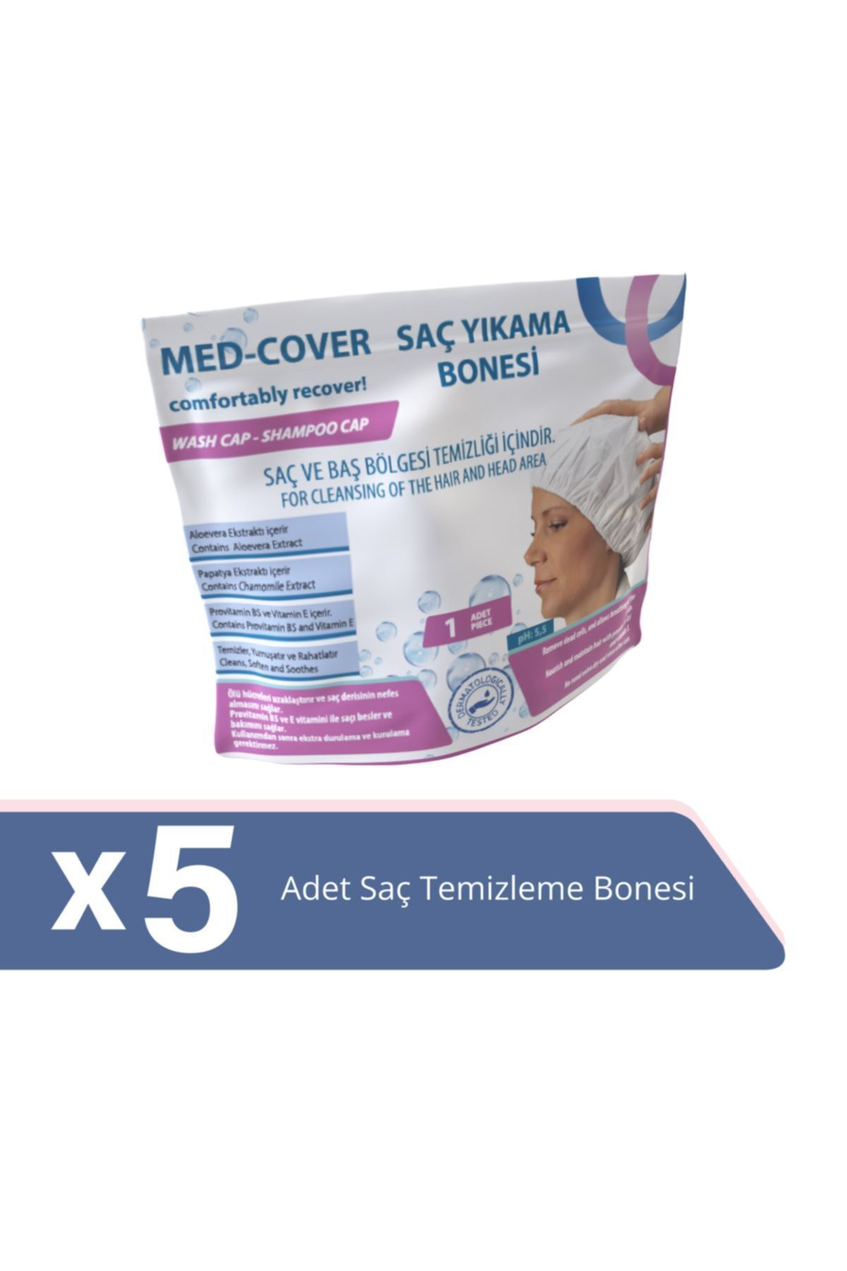Medcover Med-Cover Saç Yıkama Bonesi 1X5'li Gönderim