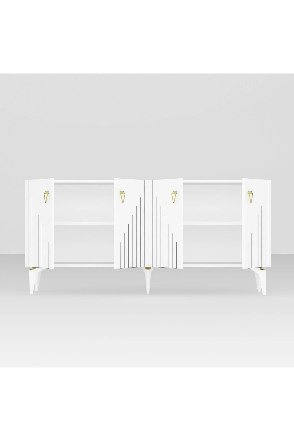 MEDDA LAZER ÇİZGİLİ KONSOL BEYAZ-ALTIN