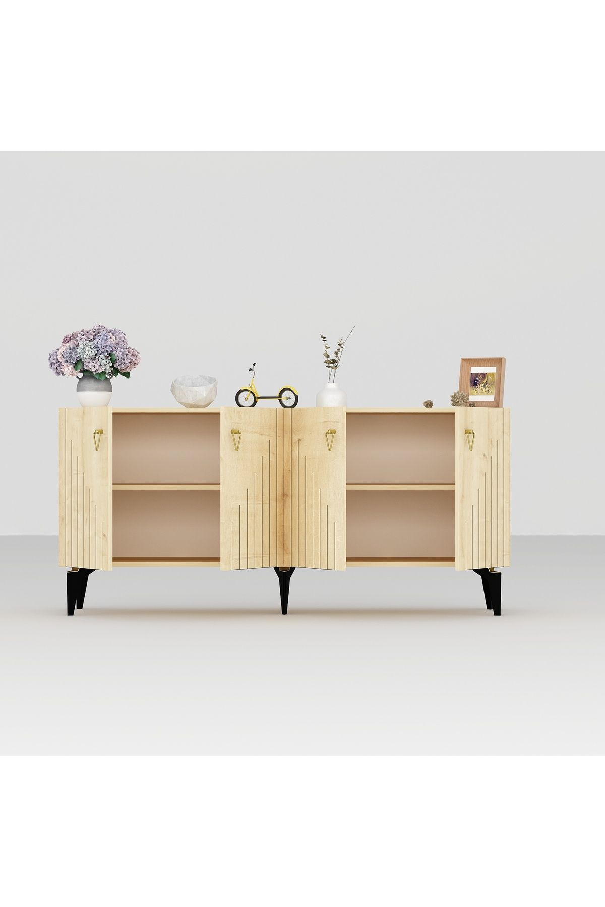 Cantek Dizayn Medda Lazer Çizgili Konsol Safirmeşe-Altin