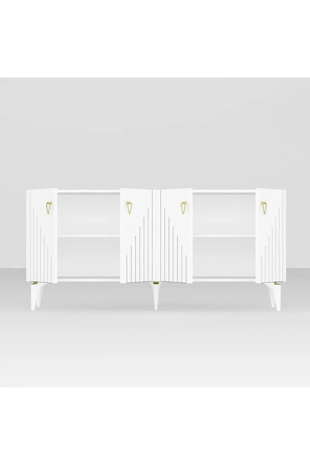 MEDDA LAZER ÇİZGİLİ KONSOL BEYAZ-ALTIN