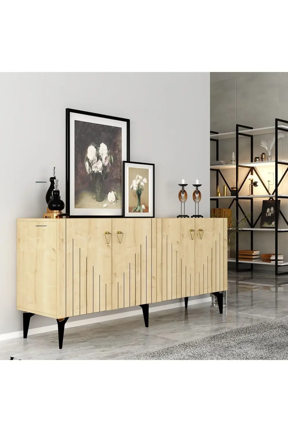 MEDDA LAZER ÇİZGİLİ KONSOL SAFİRMEŞE-ALTIN