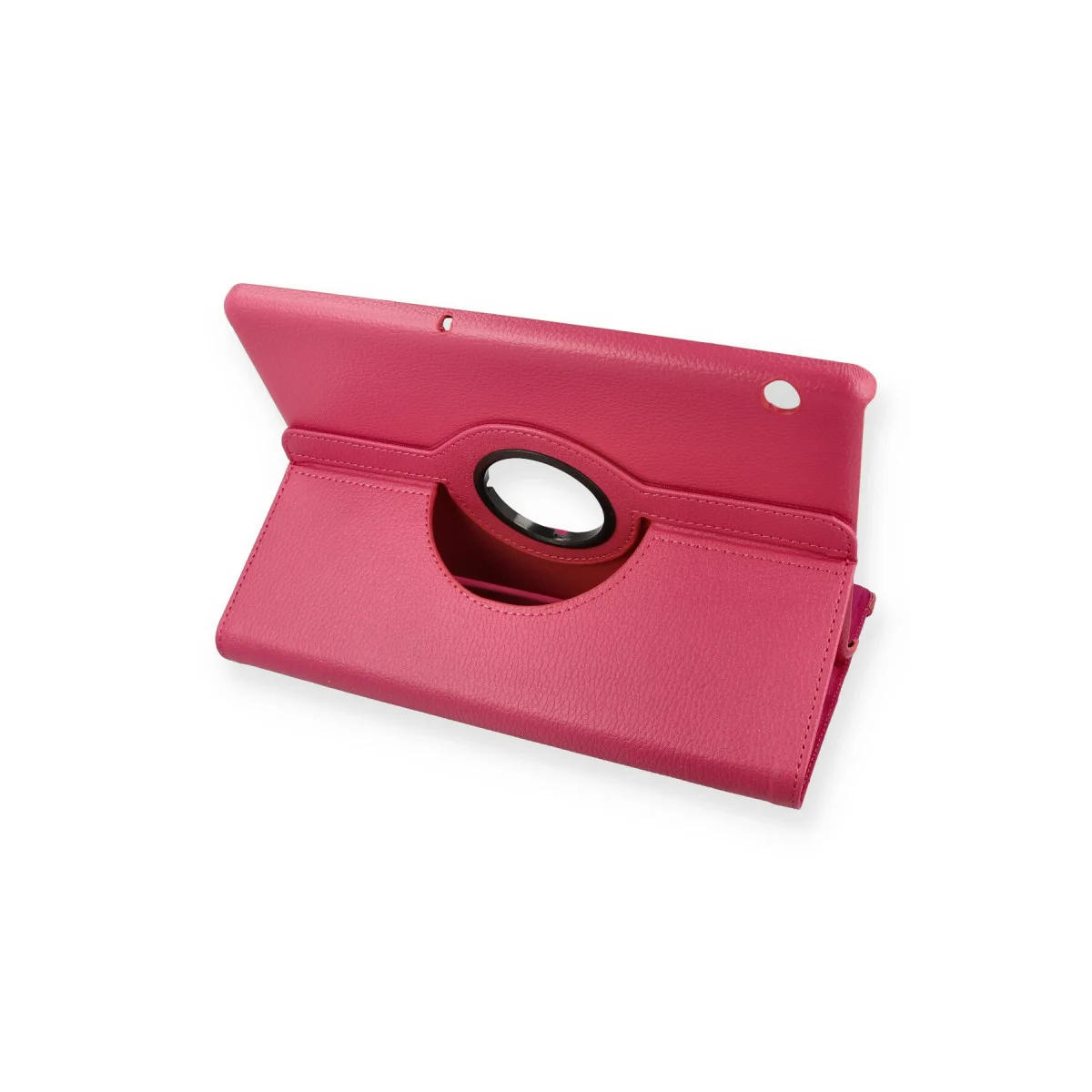 MediaPad T5 10 360 Derece Tablet Deri Kılıf - Pembe & Çizik Koruması