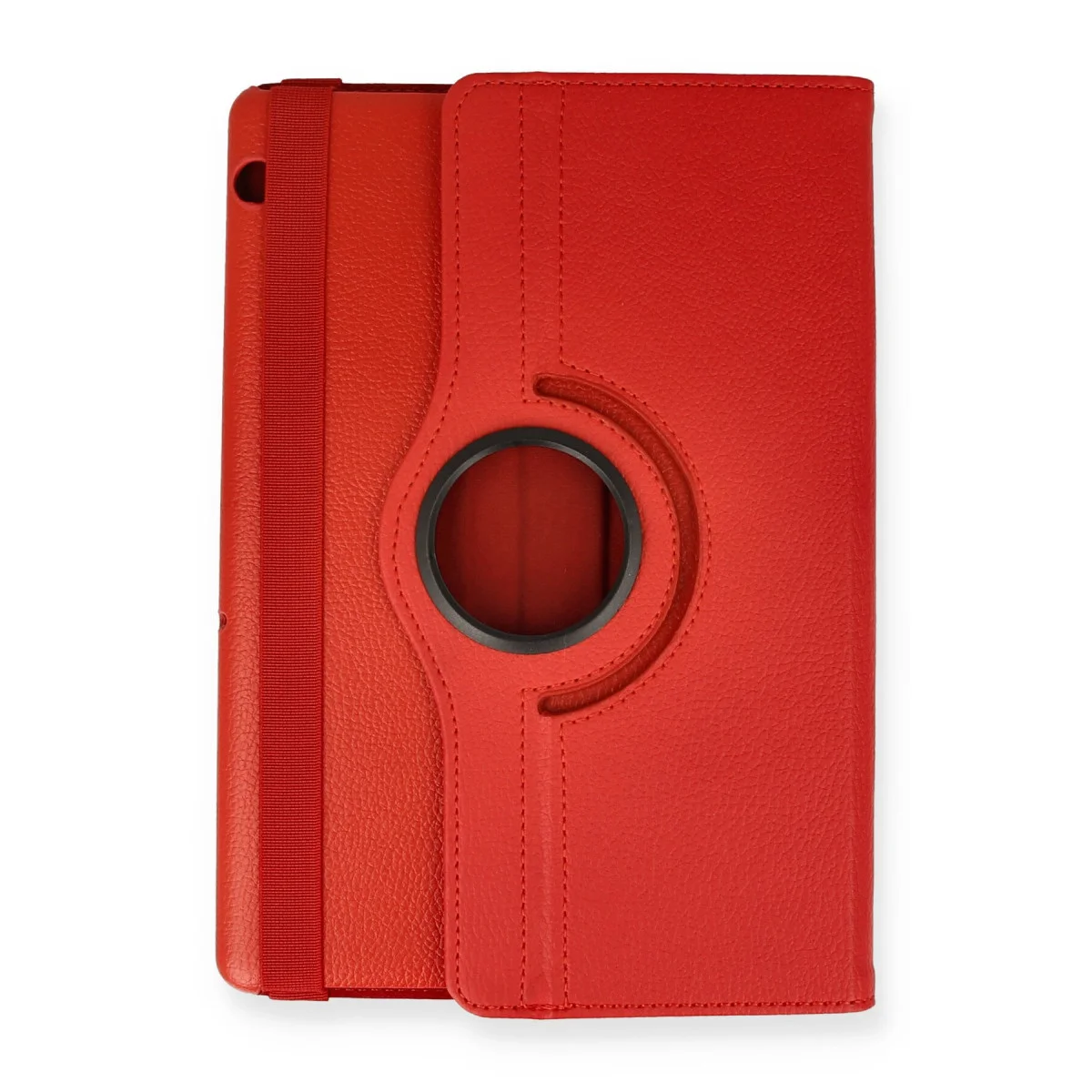 MediaPad T5 10 Tablet Deri Kılıf 360 Derece Kırmızı - Tam Koruma ve Esnek Stand