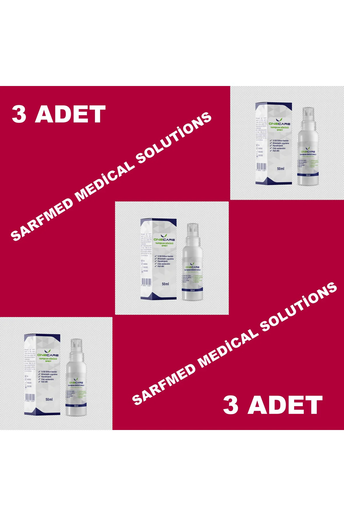 Medikal Flaster Sökücü, Yapışkan Çözücü Sprey 50 ml (3 Adet)