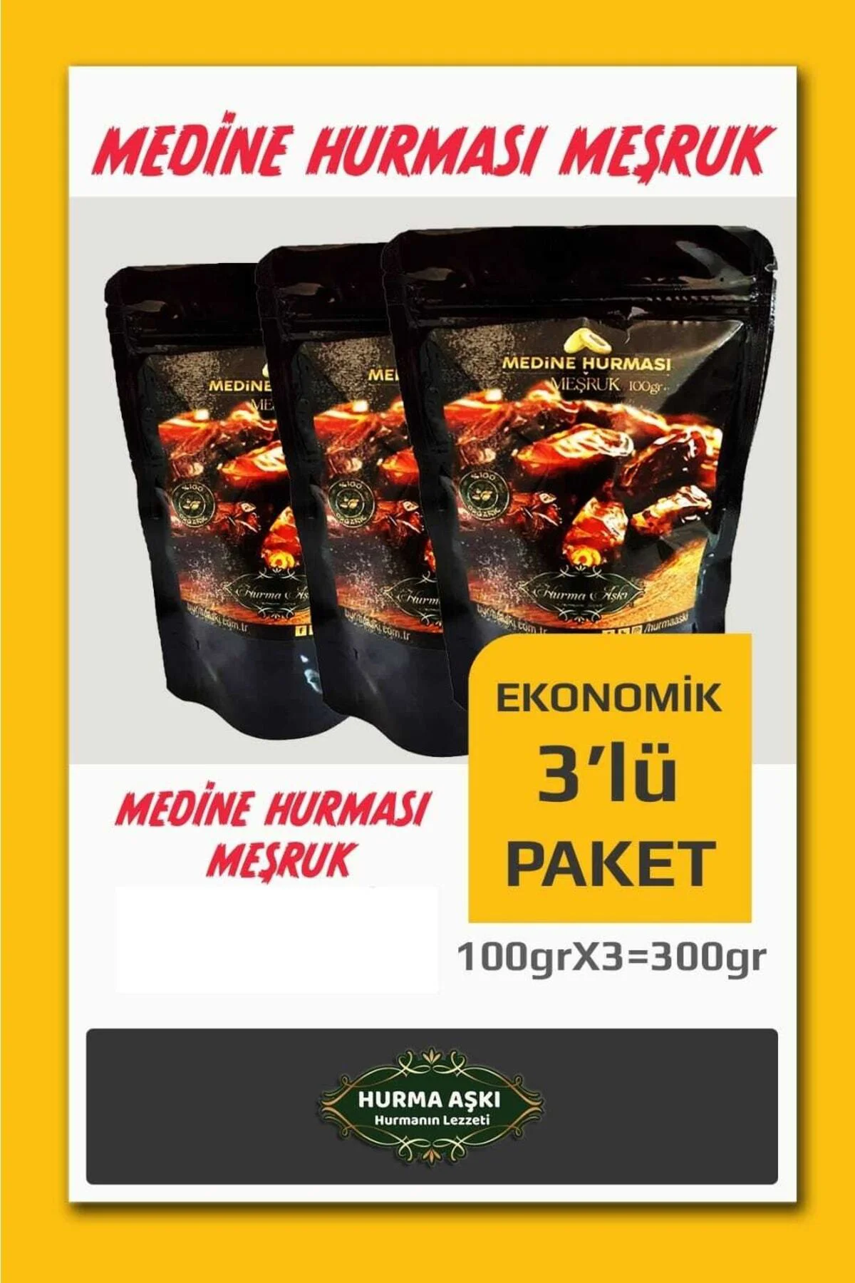 Medine Hurması Meşruk 3x100gr Medine Hurması Meşruk 3x100gr
