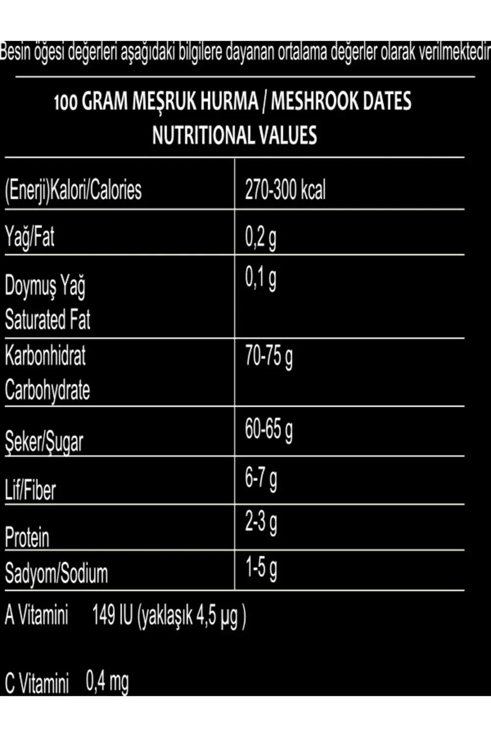 Medine Meşruk Hurması 100 Gr
