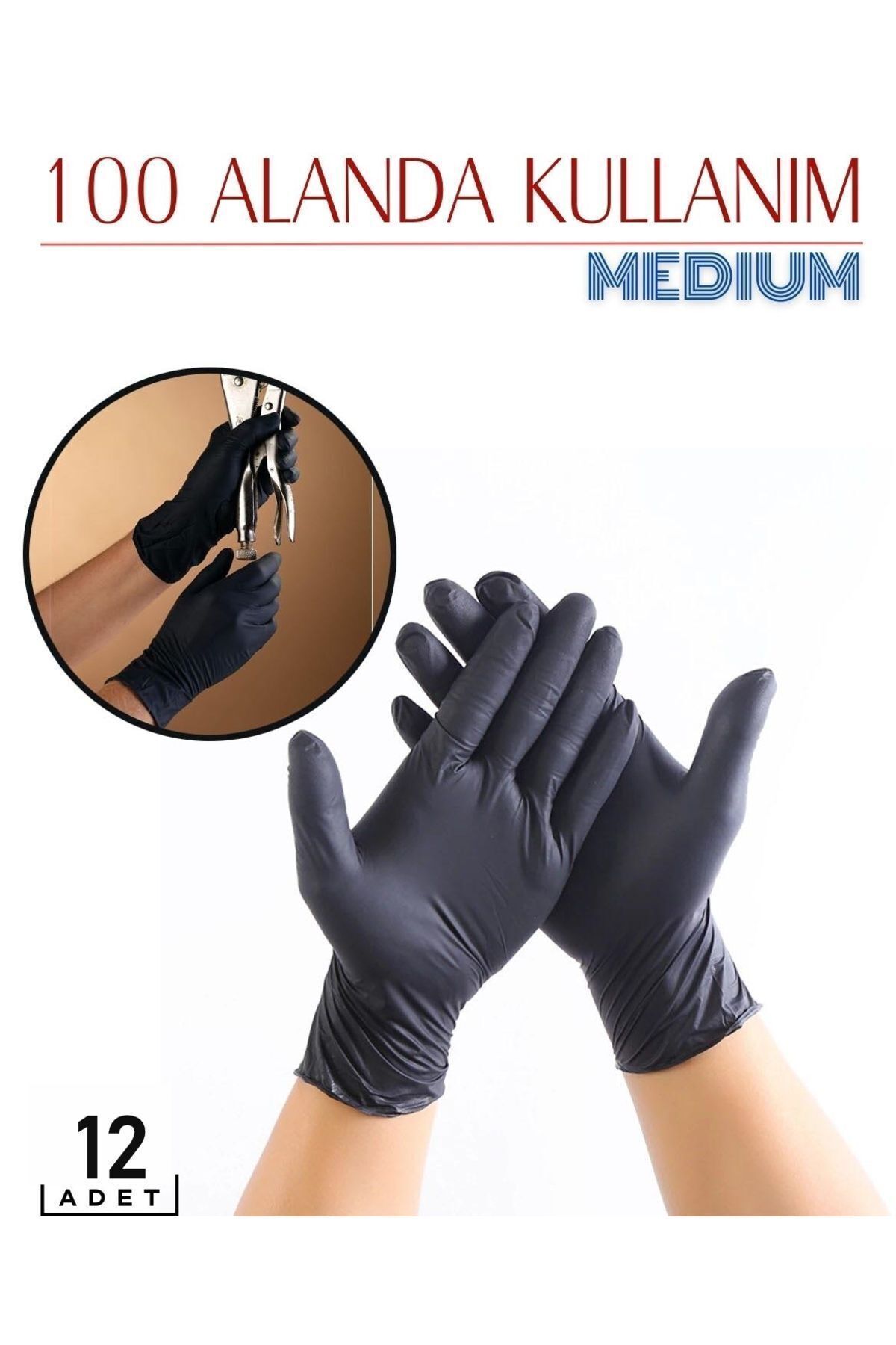 Mastercare Medium 12 Adet Siyah Nitril Eldiven 717218