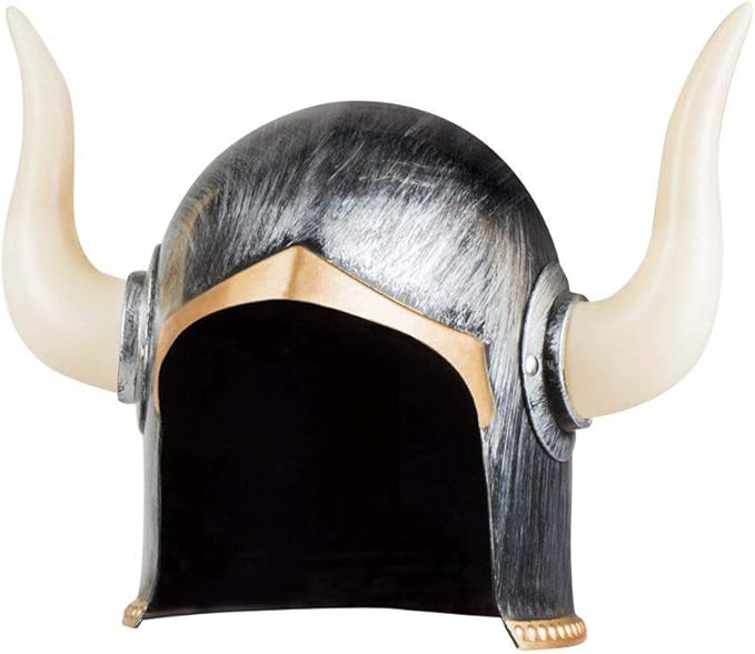 Mega Boynuzlu Viking Ivar Kaskı Eskitilmiş Desen Gümüş Renk (4741