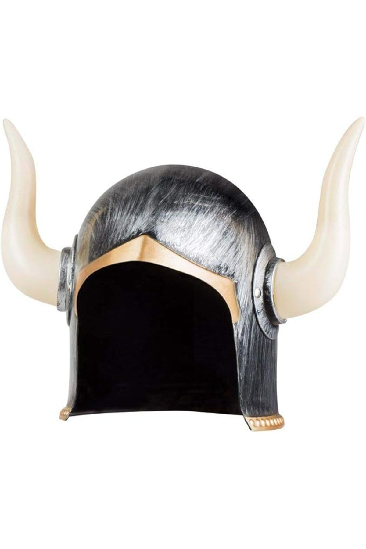 Ok Aksesuar Mega Boynuzlu Viking İvar Kaskı Eskitilmiş Desen Gümüş Renk (5060